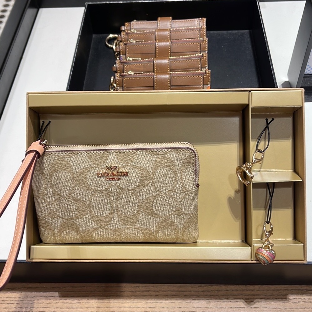 Coach Boxed Corner Zip Wristlet In Signature Canvas
Gold/Light Khaki/Faded Blush - Picture 5 of 16